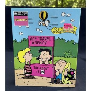 Vintage Peanuts 200 pc Puzzle Ace Travel Agent. Linus Lucy Snoopy In Balloon -5B